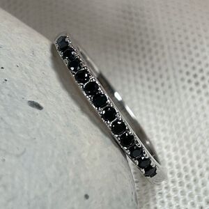New 925 Silver Black Spinel Gemstone Ring Dainty Stackable Ring